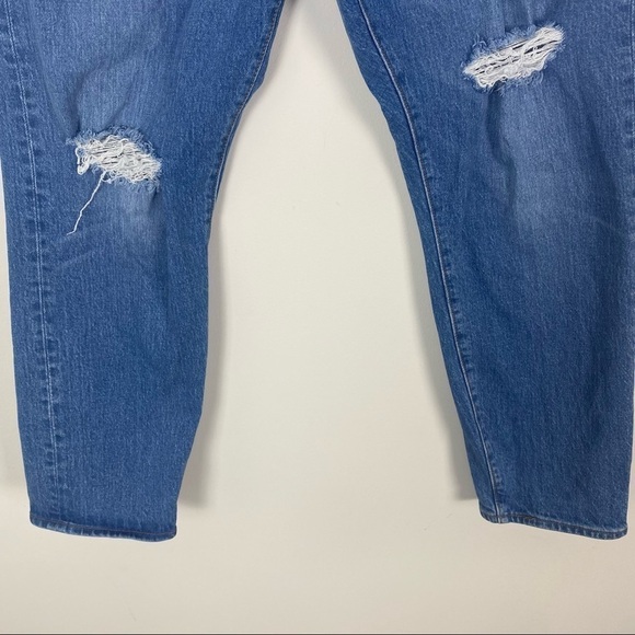 LEVI’S Wedgie Jeans Size 32 Distressed Tapered Straight Leg Big E - Picture 3 of 11